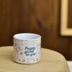 Bugün güzel bir gün yazılı mavi kulplu kupa