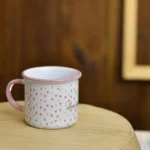 Love You More yazılı kalpli desenli pembe kulplu porselen kupa bardak