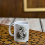 Biz yazılı kara kalem efektli kişiye özel fotoğraflı kupa